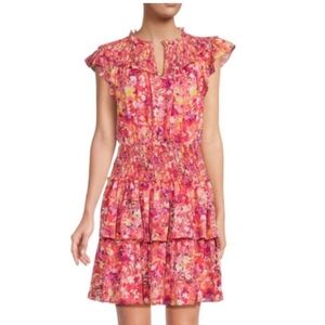 BCBGMAXAZRIA Floral Smocked Tiered Dress